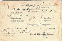 1885 Württemberg Official Postcard Neuffen to Urach Newspaper Shortage Postsache