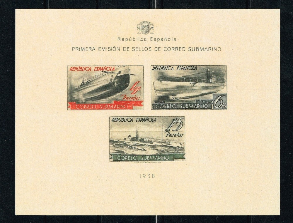 Nazi German Third Reich 1938 Spain Submarine Mail Stamps MNH WWII WW2