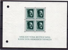 Germany Souvenir Sheet Scott#B102 Adolf Hitler 48th Birthday 1937 4x6pf MNH
