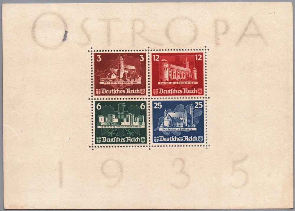 German Reich stamps Block 3 Ostropa 1935 Mint no gum with hole