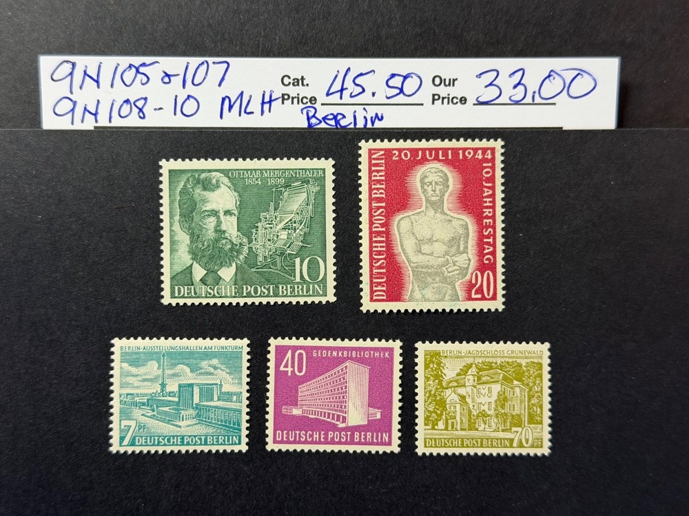 Germany Berlin # 9N 105-107 & 108-110 MLH 2024 Scott Catalogue Value $ 45.50