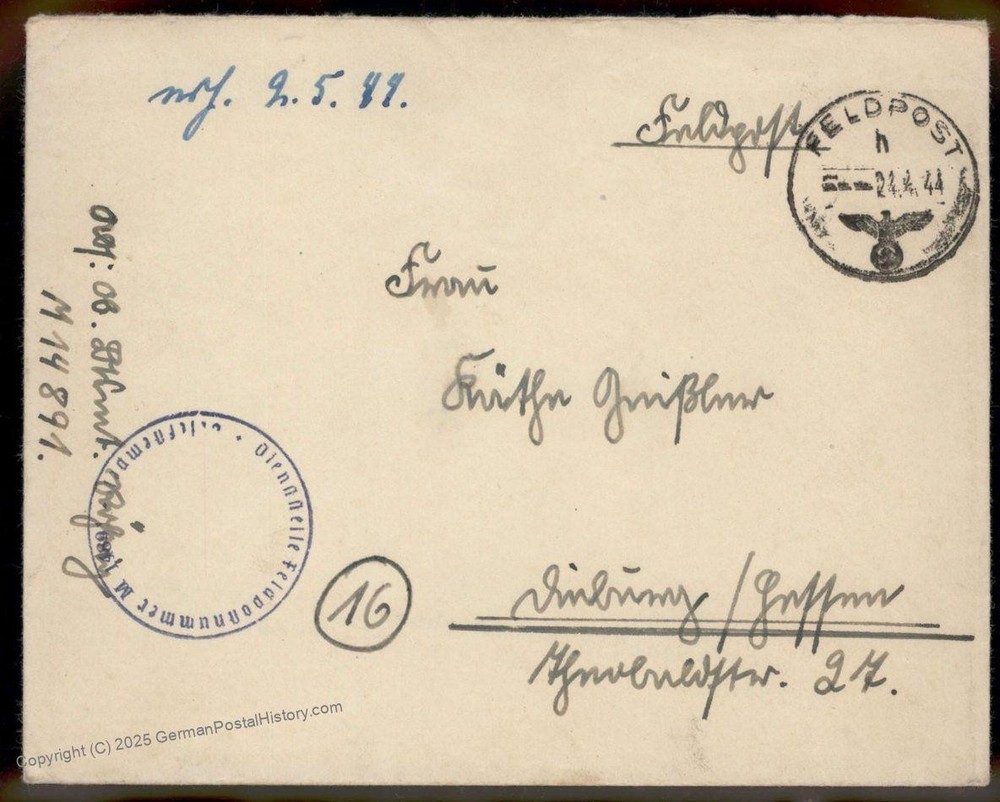 Germany 1944 Kriegsmarine Navy Ship Destroyer Erich Steinbrink Feldpost Co 87815