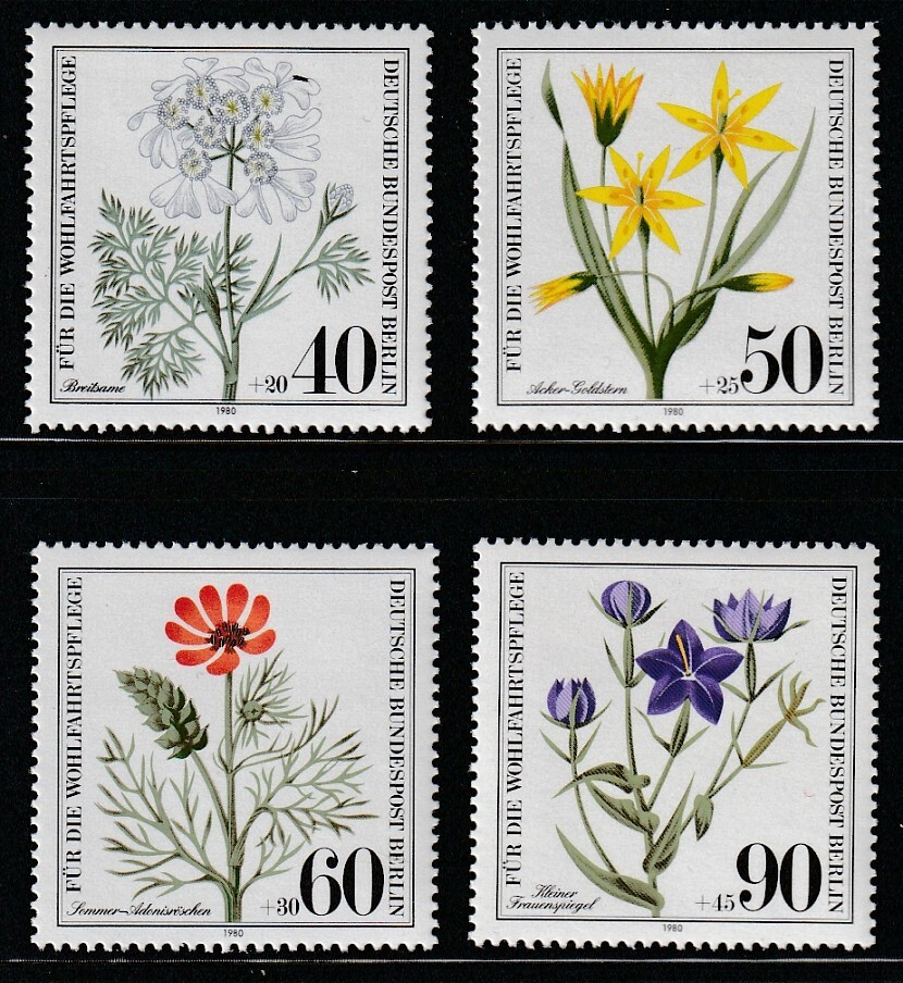 Germany-Berlin 1980 Sc # 9NB 171-74 Flowers MNH OG