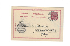 GERMANY 1897 Post Card sent from Pforzheim to Chaux de Fones Switzerland