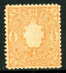 Germany 1863 Saxony ½ng Orange Scott #16 Mint K925