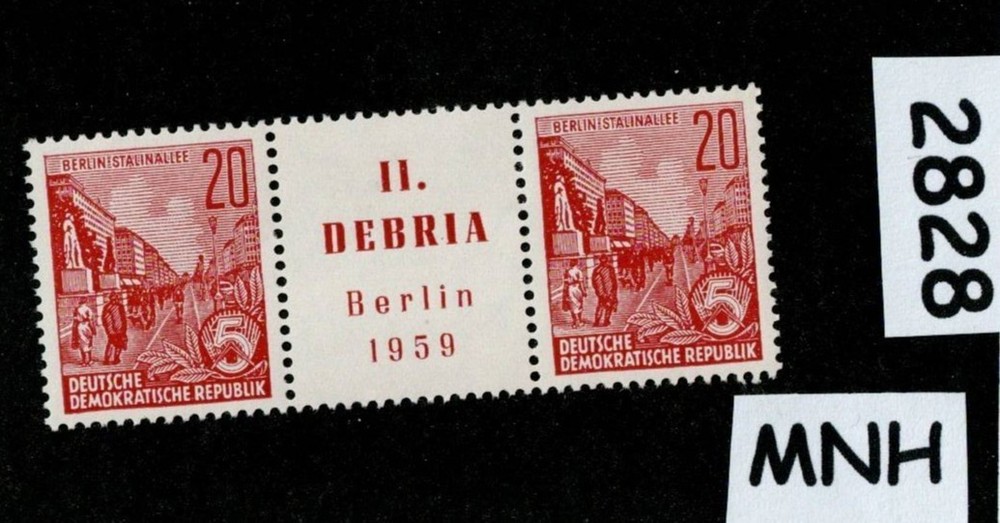 MNH stamps X2 with Debria label 1959 DDR East Germany Scott #478 #2828