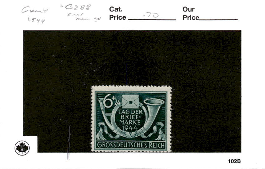 Germany, Postage Stamp, #B288 Mint NH, 1944 Post Horn (AC)