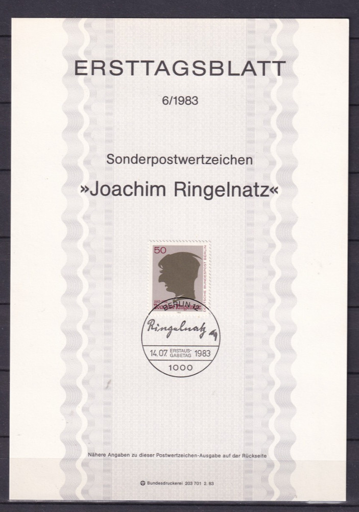 Berlin ETB 701 Scott 9N486 Ringelnatz