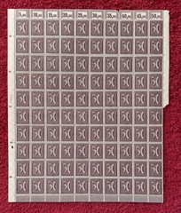 Germany #143, 50pfennig Pre-Hyperinflation Mint sheet/100, pl#9402 (R12-107/2)