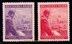 EBS Bohemia & Moravia 1943 – Hitler’s 54th Birthday – Michel 126-127 – MNH**
