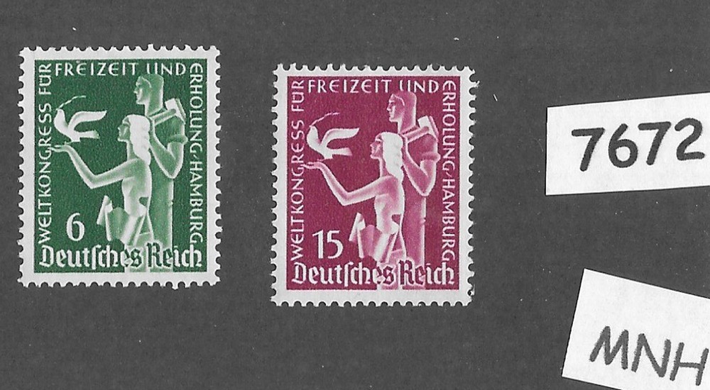 #7672 MNH Stamp set Sc 477-478 / 1936 Germany Third Reich / Hamburg congress