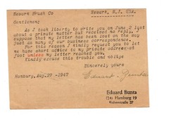 Germany Postwar 45p to USA 1947 Auxiliary & Forwarded Card ZB