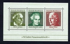 GERMANY Scott# 1007 – SG# MS1499 -1969-Mini Sheet-50 years of Women Suffrage-MNH