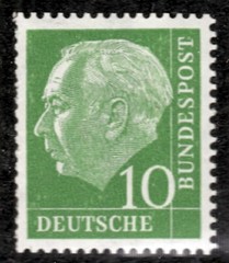 Bund 183 vR, Rollenmarke with No., 10 Pf. Heuss, grooved Rubber