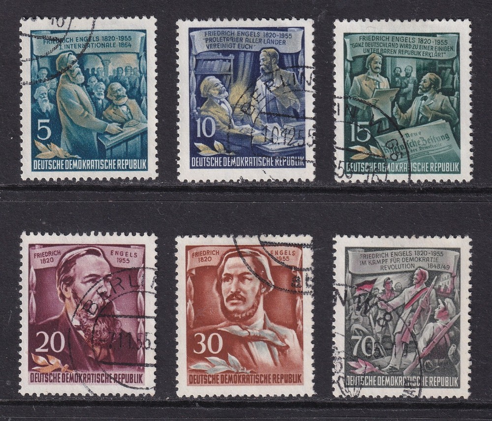 EAST GERMANY 1955 Engels set of 6 SG E228-E233 Used (CV £13)