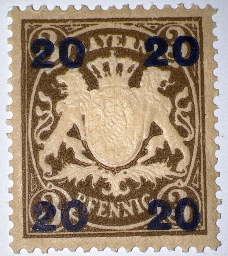 Travelstamps: 1920 Germany Bayern Overprint Stamp Scott#237, Mi 177 – Mint Og Lh