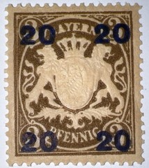 Travelstamps: 1920 Germany Bayern Overprint Stamp Scott#237, Mi 177 – Mint Og Lh