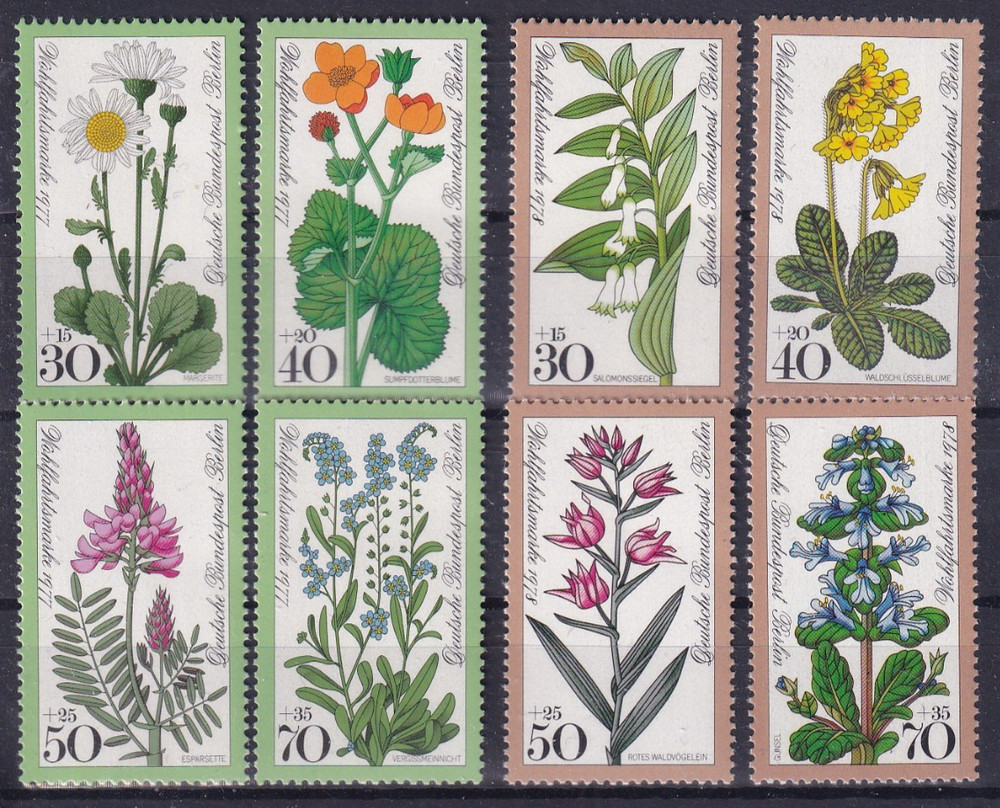 Berlin MNH ** 2 flower sets from 1977, 78