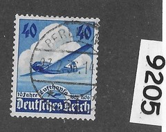 Used stamp Sc 469 Third Reich Germany Lufthansa Air service Airplane #9205