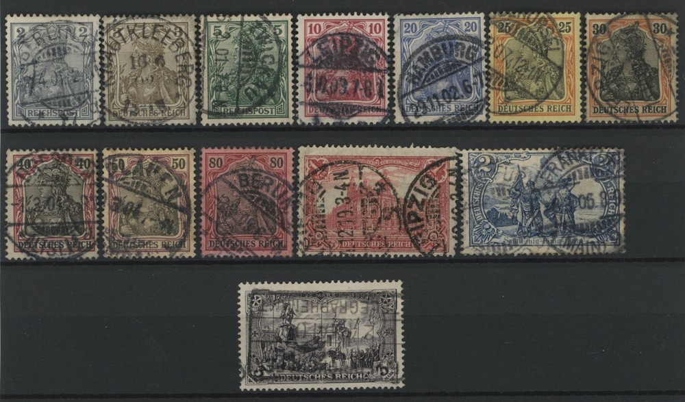 Germany 1902 – Part Set Used. (No 60pf and 5M). SG 67-95b. CV £40.