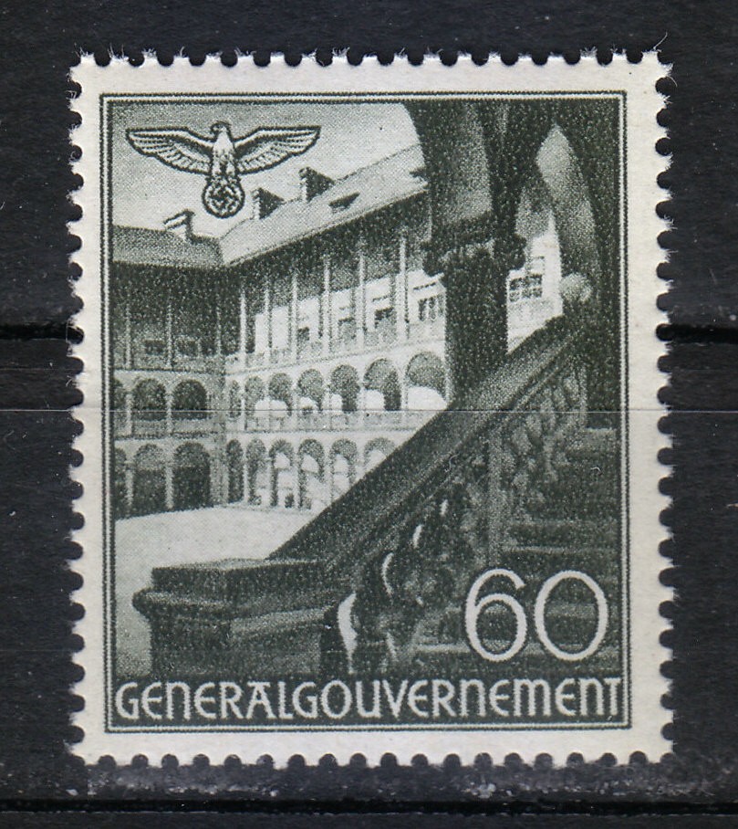 Poland OCCUPATION WW2 1940 Mi 49 Sc N69 Courtyard, Cracow. Wawel Royal Castle **