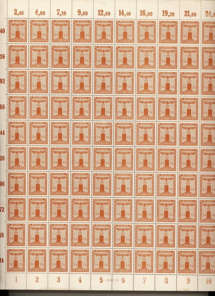 Stamp Germany Official Mi 163 Sheet 1942 WWII Dienst Fascism War MNH