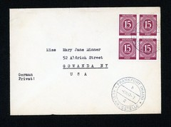 Stamps Germany, Scott # 540 used block of four on envelope