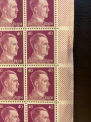 Stamp Germany 40 PF Adolf Hitler Sheet 1941 WWII 3rd Reich German MNH Faults
