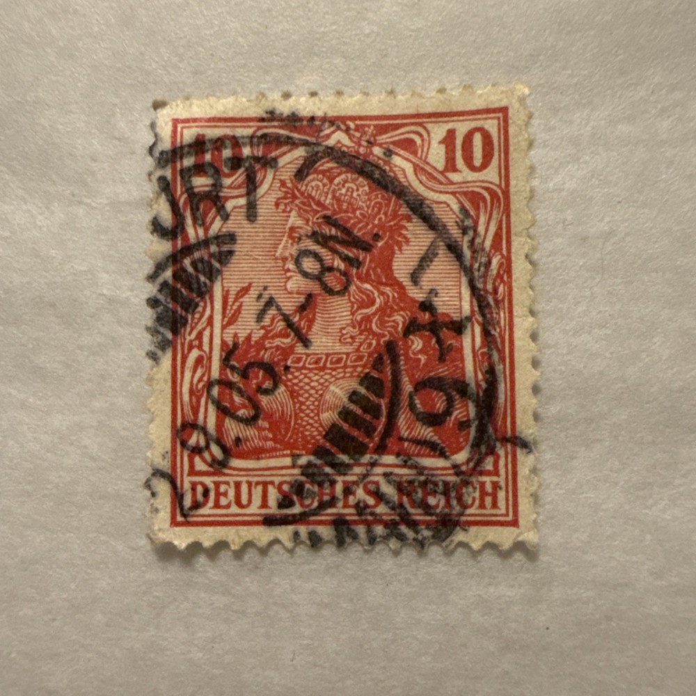 RARE VINTAGE German Stamp 1901 Deutsches Reich RED Norse Image 10 Pf Bright RED