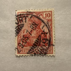 RARE VINTAGE German Stamp 1901 Deutsches Reich RED Norse Image 10 Pf Bright RED
