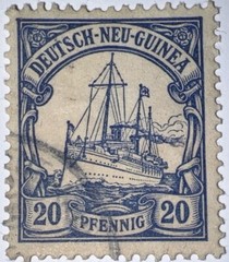 Travelstamps: GERMAN NEW GUINEA STAMPS Mi #10 Kaiser’s Yacht, 20 Pfennig Used NG