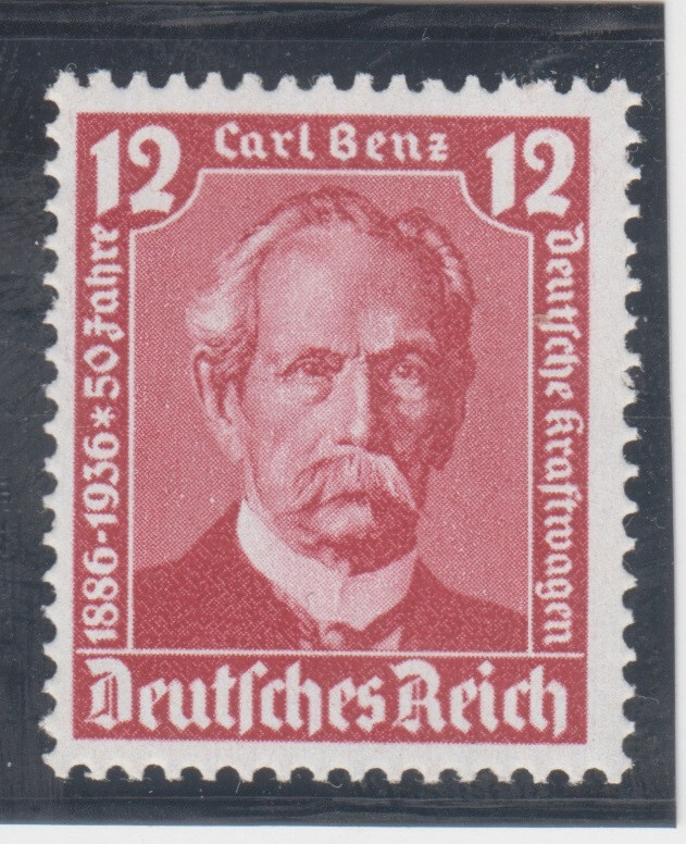 Germany 1936. 12 pfg. Carl Benz. Mercedes. Auto Anniversary. Sc 471. MNH