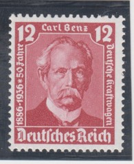 Germany 1936. 12 pfg. Carl Benz. Mercedes. Auto Anniversary. Sc 471. MNH