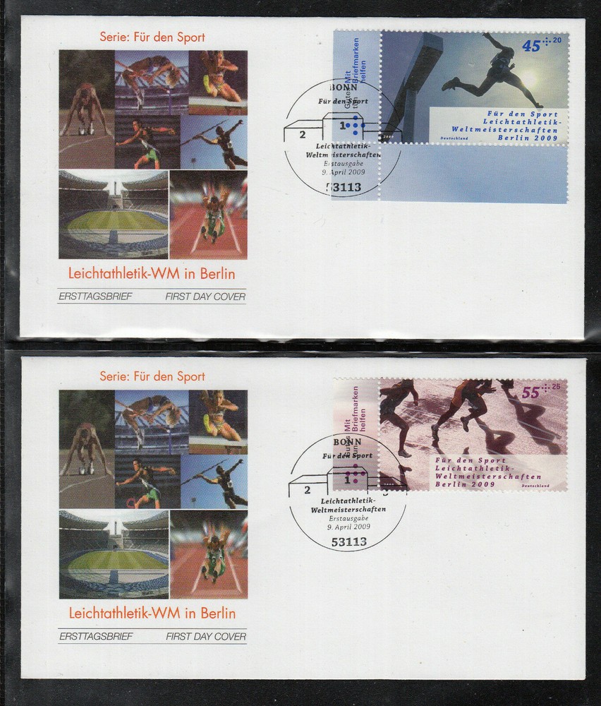 Germany FDC 2009 – 5 beautiful FDC World Athletics Championships to Berlin