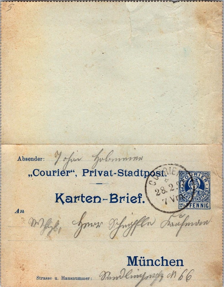 Germany Munich 1897 2.5p Letter Card Used – L43179