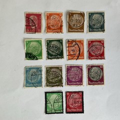 14 Germany stamps~1928-1934~President Paul von Hindenburg~85th birthday+memorial