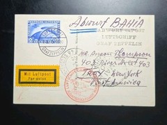 1930 LZ-127 Graf Zeppelin South America Flight Germany Stamp #C38 2R Postcard