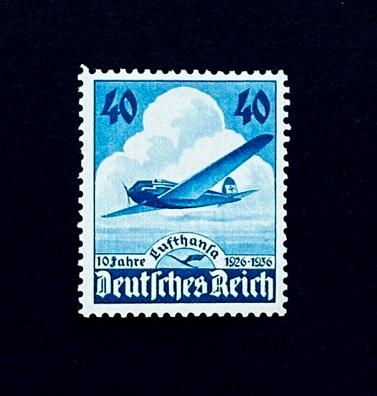 GERMANY Stamp – 1936 Lufthansa Airway 10th Airplane Sn 469 r14 $58
