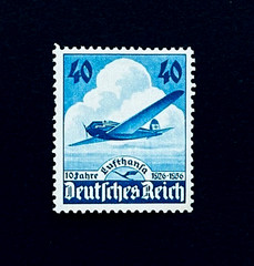 GERMANY Stamp – 1936 Lufthansa Airway 10th Airplane Sn 469 r14 $58