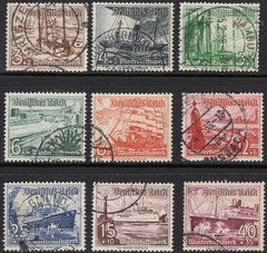 GERMANY 1937 SC. #B107-115 3PF+2PF TO 40PF+35PF WATERCRAFT USED SET CAT $18.90