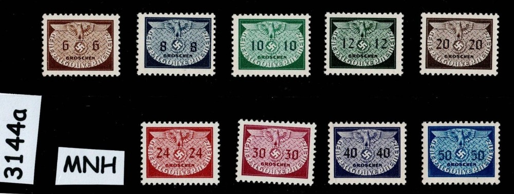 MNH Stamp set Officials N016 – N024 1940 German occupation Poland WWII #3144a