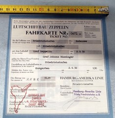 ✔️ Deutsches Reich Luftschiffbau Zeppelin Fahrkarte Ticket 1931 REPRODUCTION