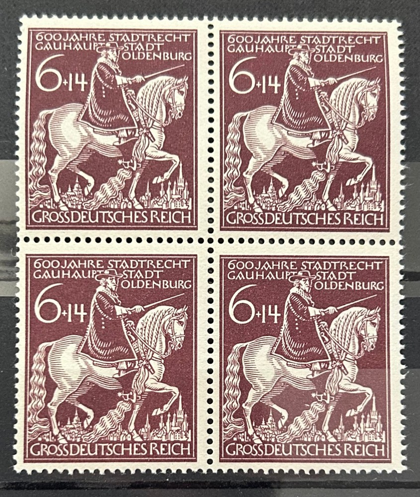 1945 German 4 Stamps Block Mi:DR907 Count of Oldenburg 6+14 rpf MNH Mint /BL146
