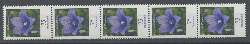 Germany Federal Republic 2011 Michel 2835 Flowers Coil Strip of 5 w/ Control #