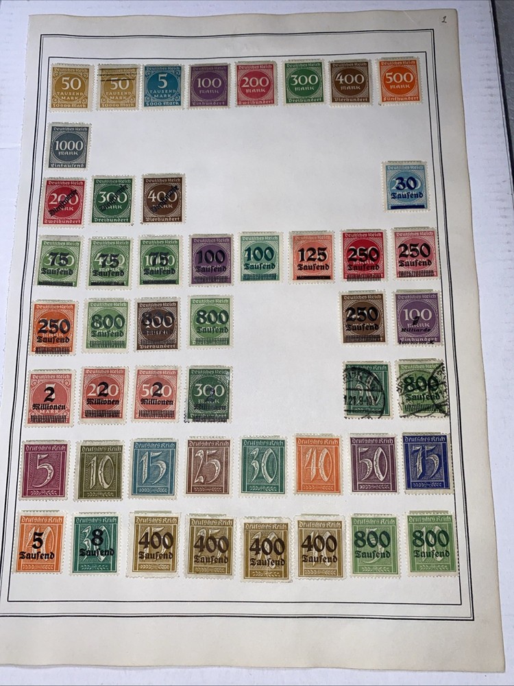 GERMANY ~several (82) German Reich ~ Saufend Stamps ~ c.1920’s Full Page 2 Side