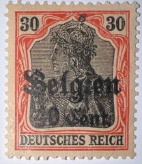 Travelstamps: Germany Offices in Belgium Stamps 30pf w/ 40c OP MOGH Wmk