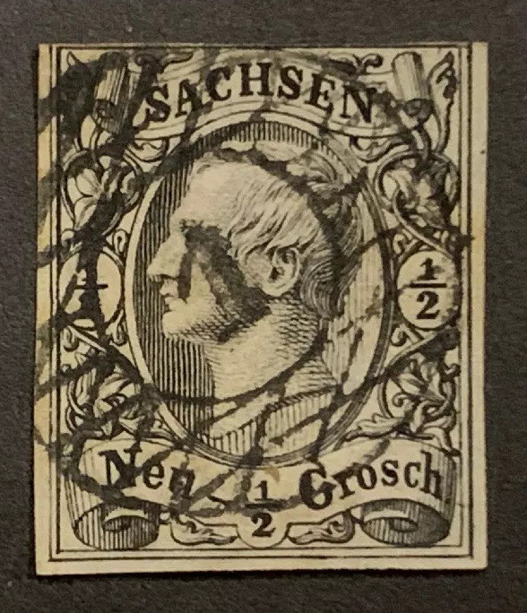 Travelstamps: 1855 Germany Saxony Stamps Scott #9 Used NG 1/2 ngr Denomination