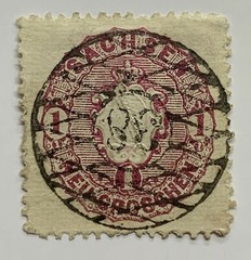 1863 1866 SAXONY COAT OF ARMS STAMP WITH GORGEOUS SON WEB CANCEL