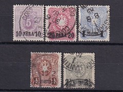 German Turkey 1884 MI 1-5 signed Brun CANC VF / CAT VALUE $600