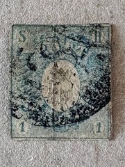 Schleswig-Holstein 1 / 1850 Embossed Coat of Arms Stamp / Used / Faults